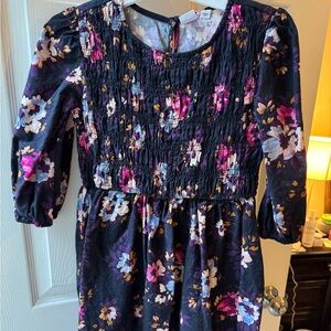 Gap Kids Navy Floral Smocked Dress